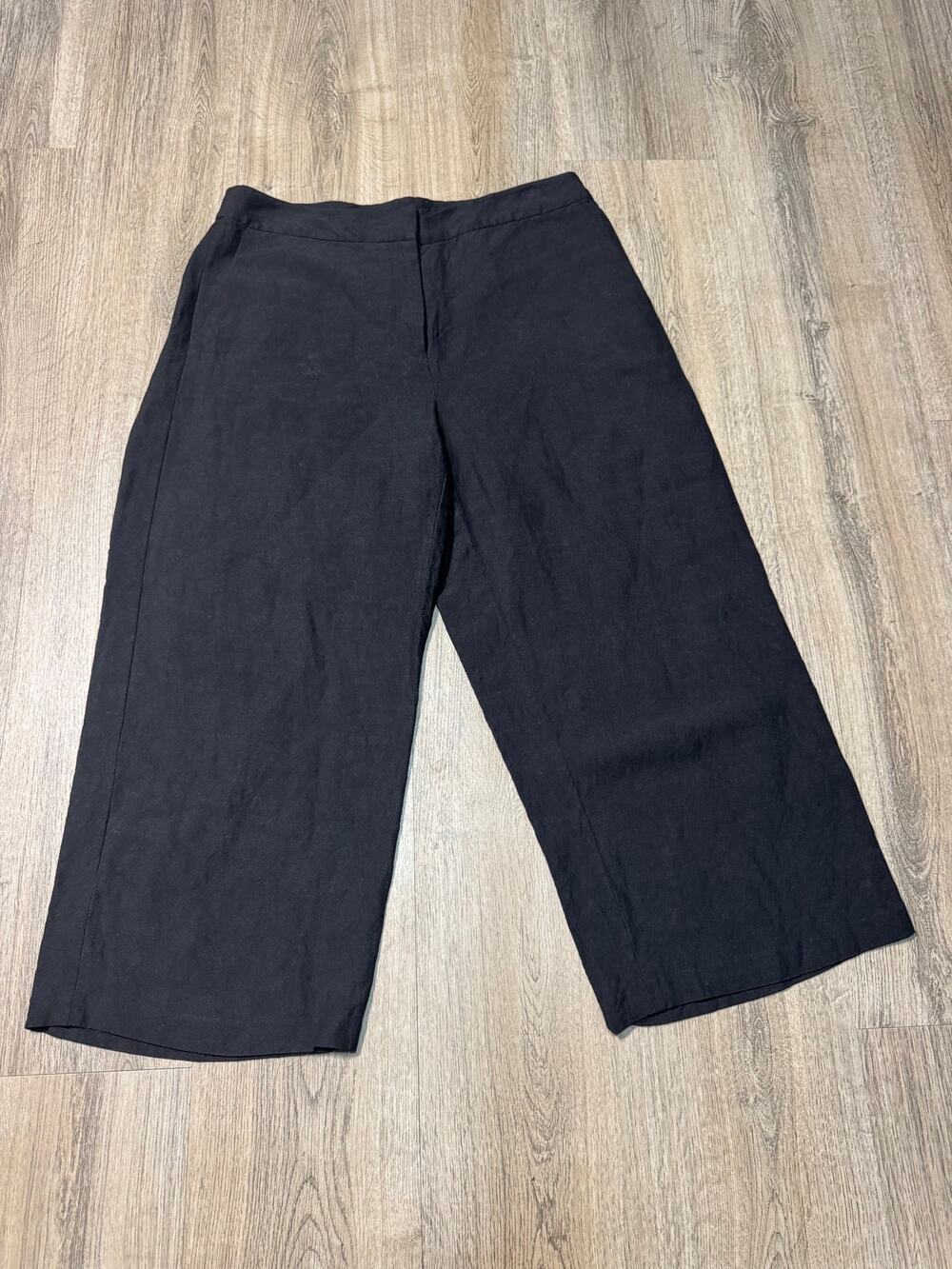 Eileen Fisher Women's Black Wide-Leg Cropped Chino Pants
